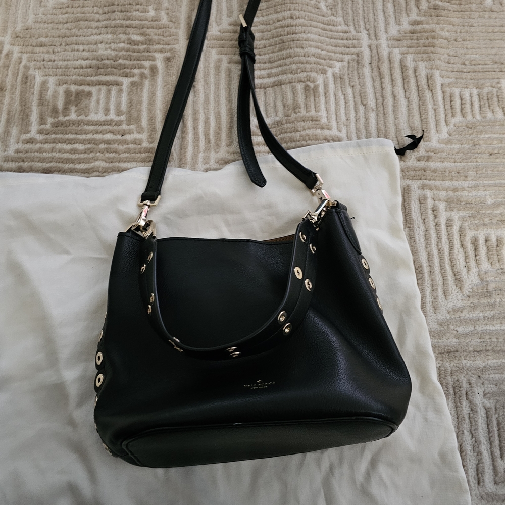 Kate Spade Black Leather Tote with Gold Accents